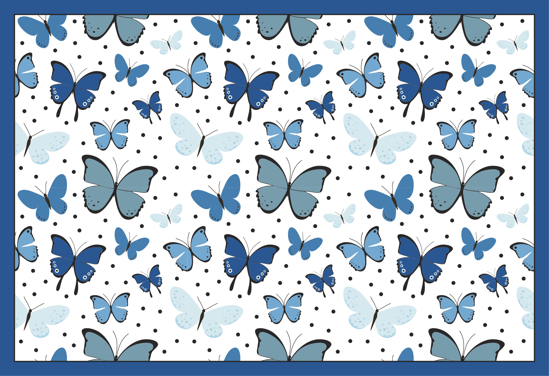 Blue butterfly pattern vinyl rug flowers - TenStickers