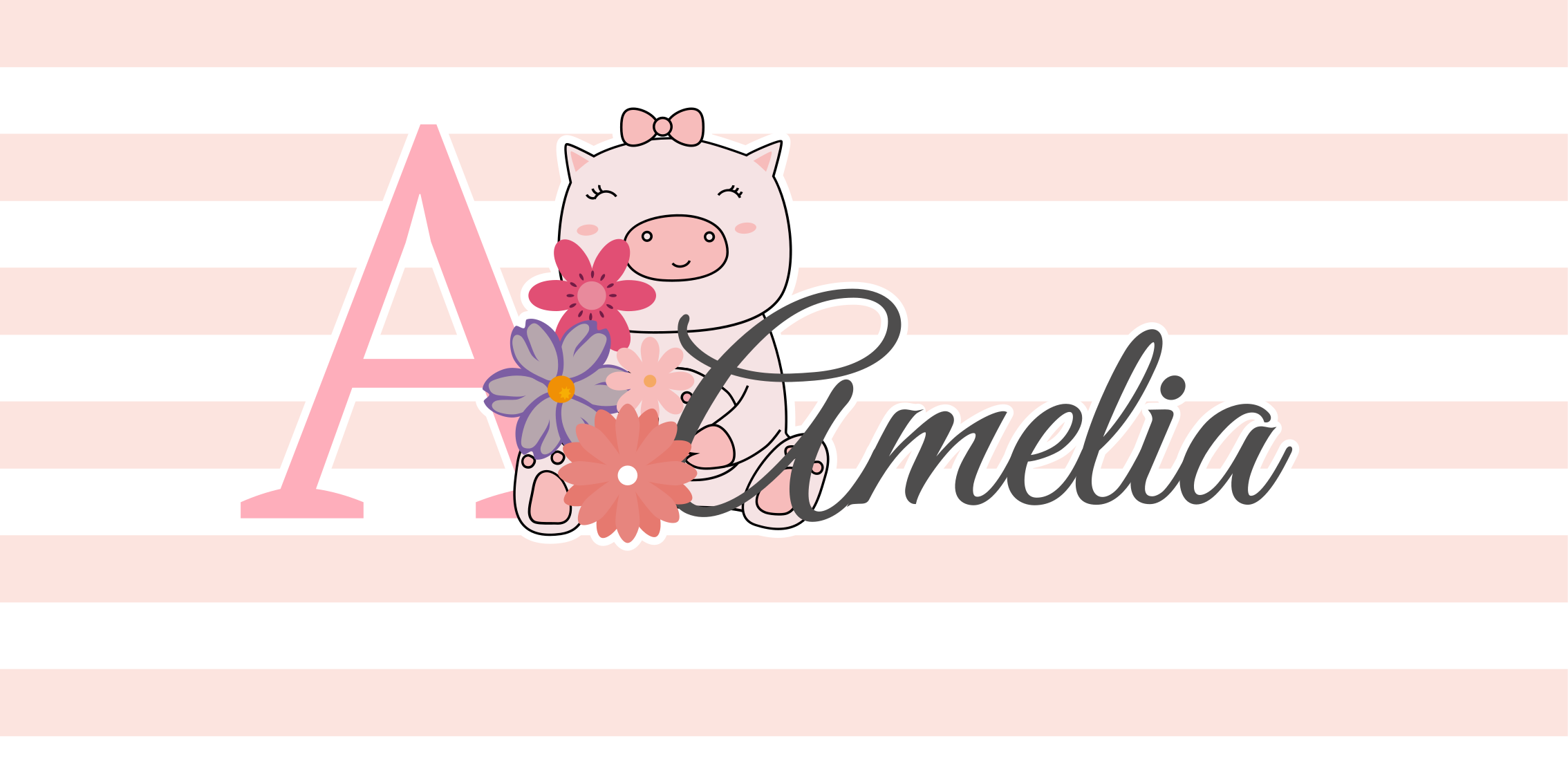 Cute Pig Illustration custom vinyl rug - TenStickers