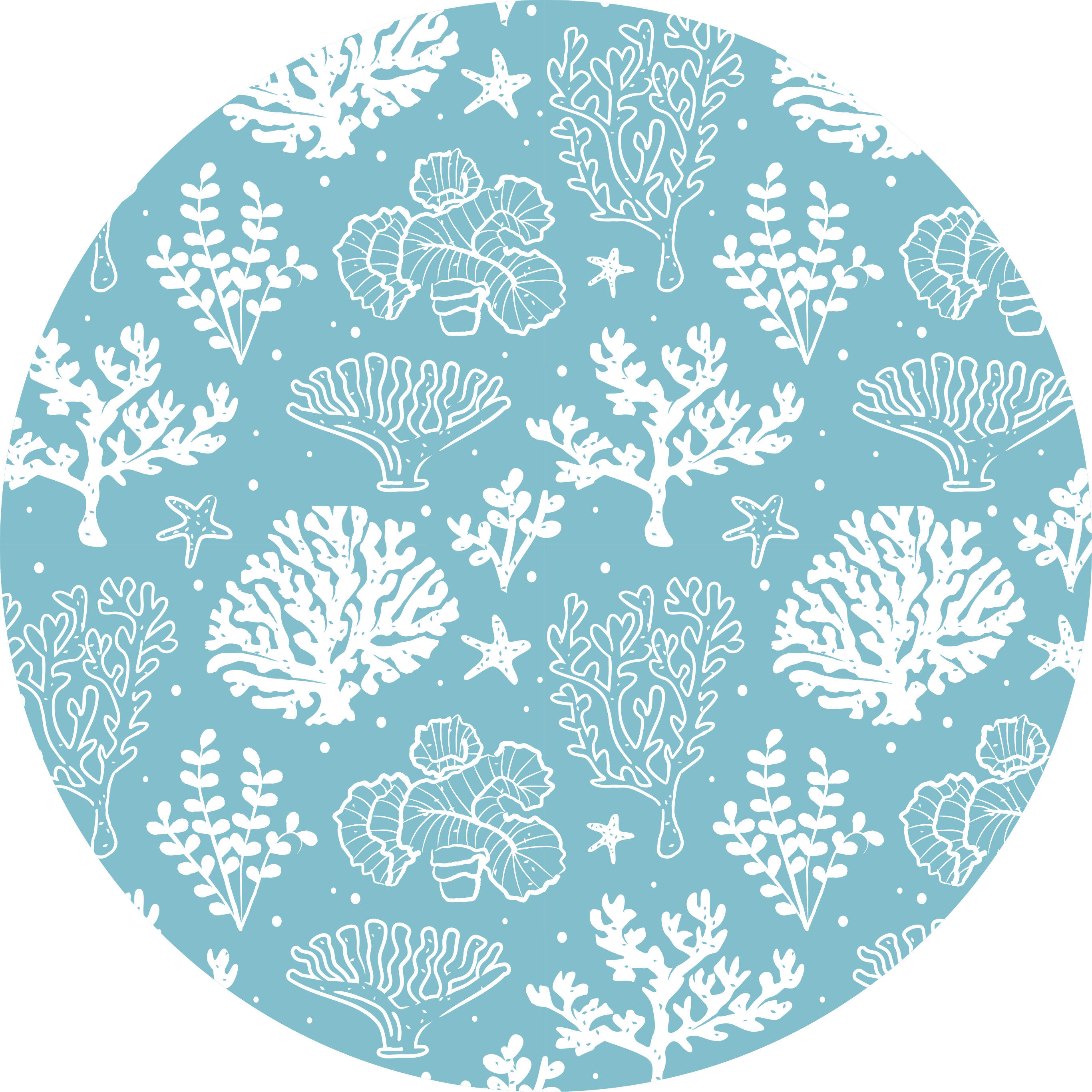 Coral reef motif vinyl rug flowers - TenStickers