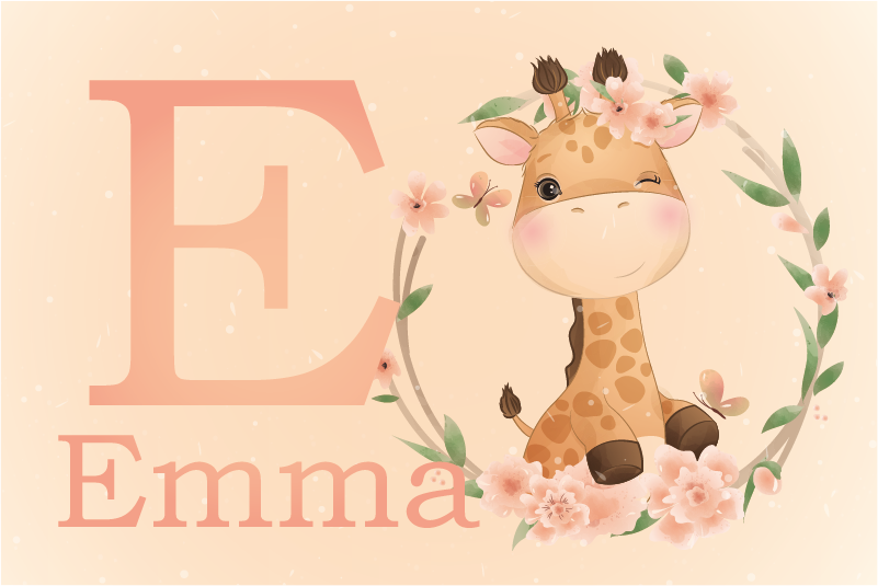 Cute giraffe for girl with name baby play mat - TenStickers