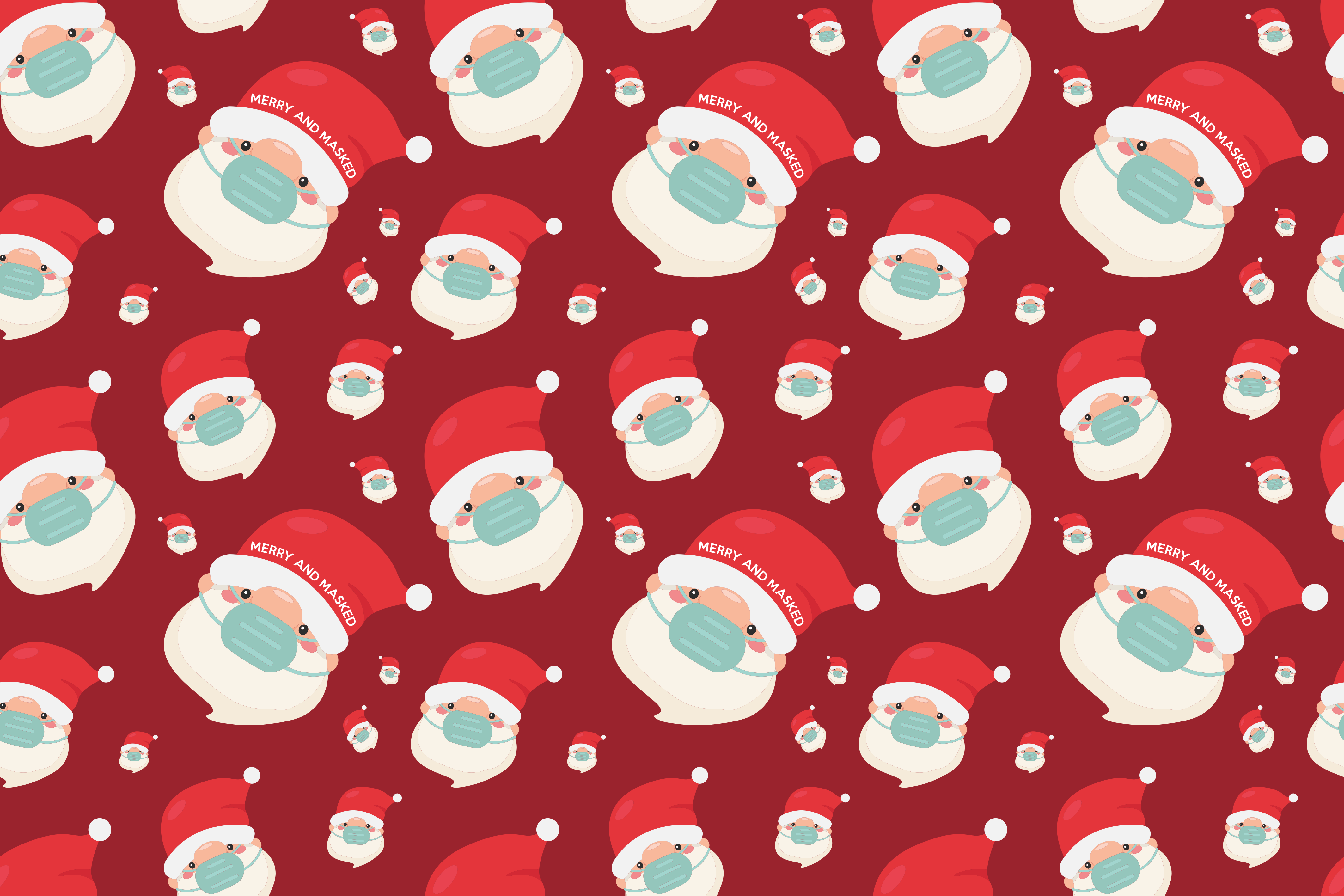 Festive Santa Faces christmas vinyl rug - TenStickers