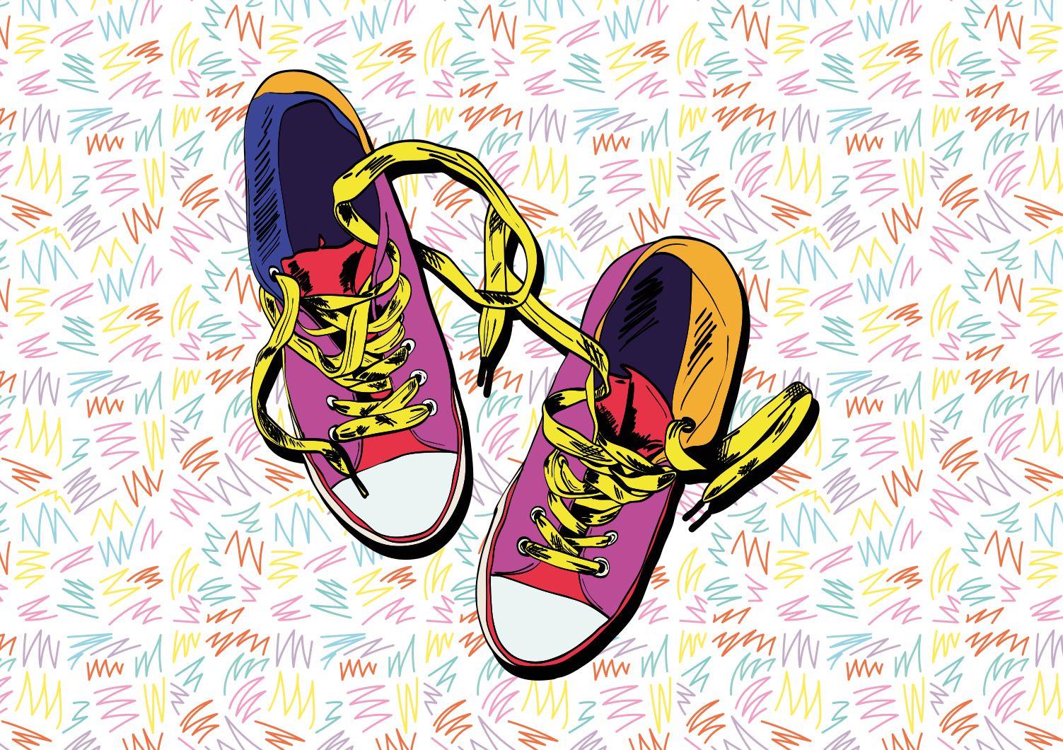 Colorful Sneaker Pattern teenage bedroom vinyl rug - TenStickers