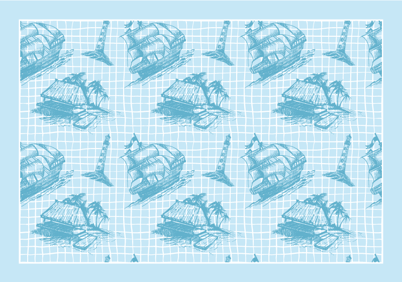 Coastal Theme Motifs vinyl rug bathroom - TenStickers