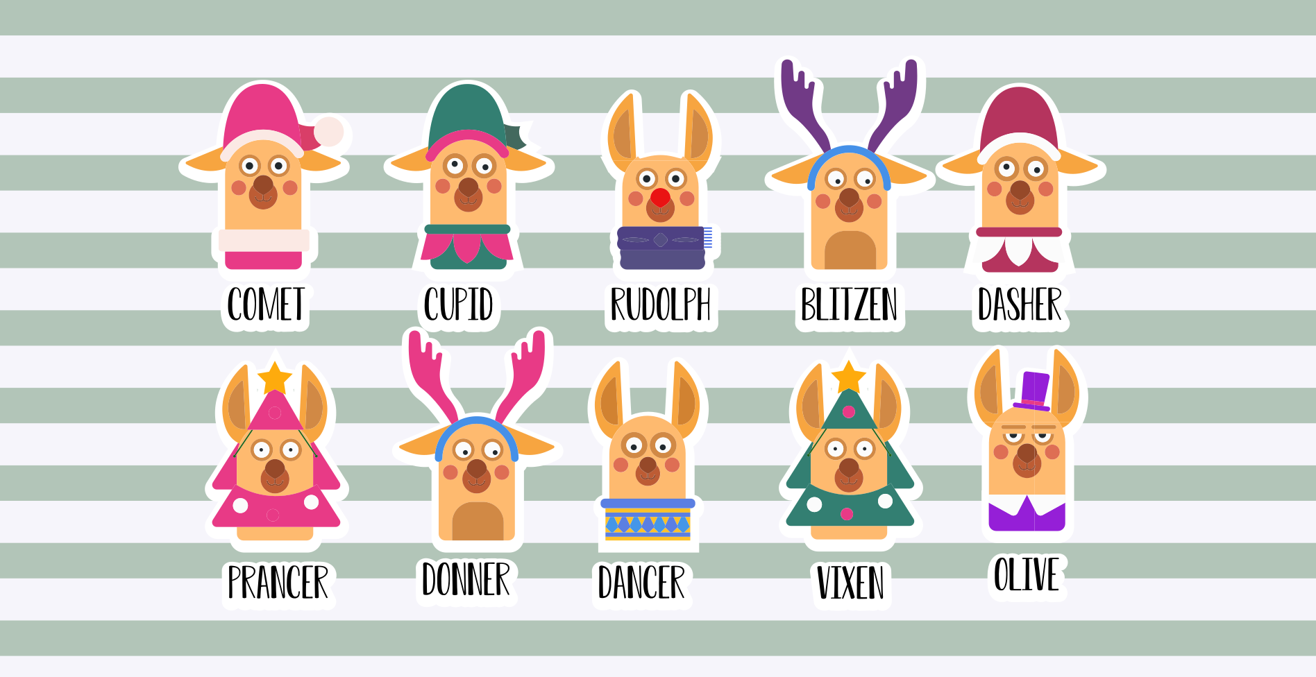Reindeer Character Collection christmas vinyl rug - TenStickers