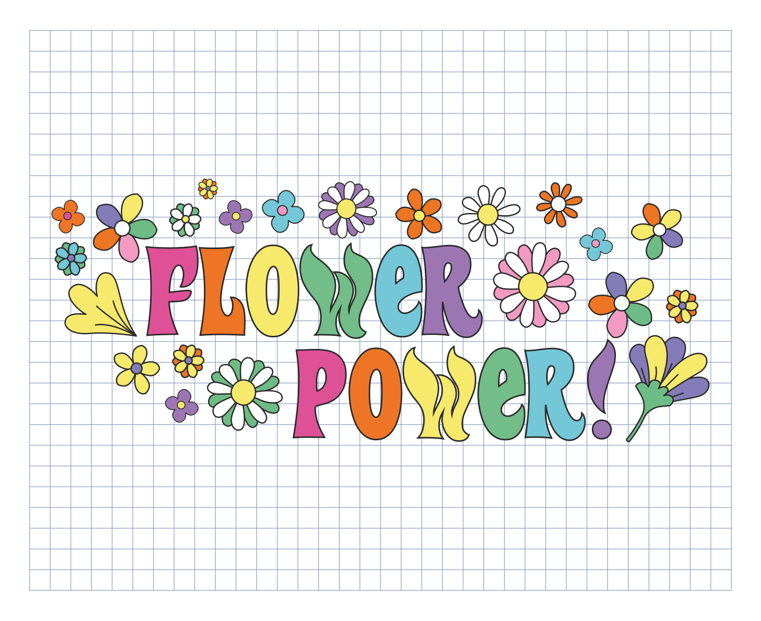Flower Power Design vinyl rug flowers - TenStickers