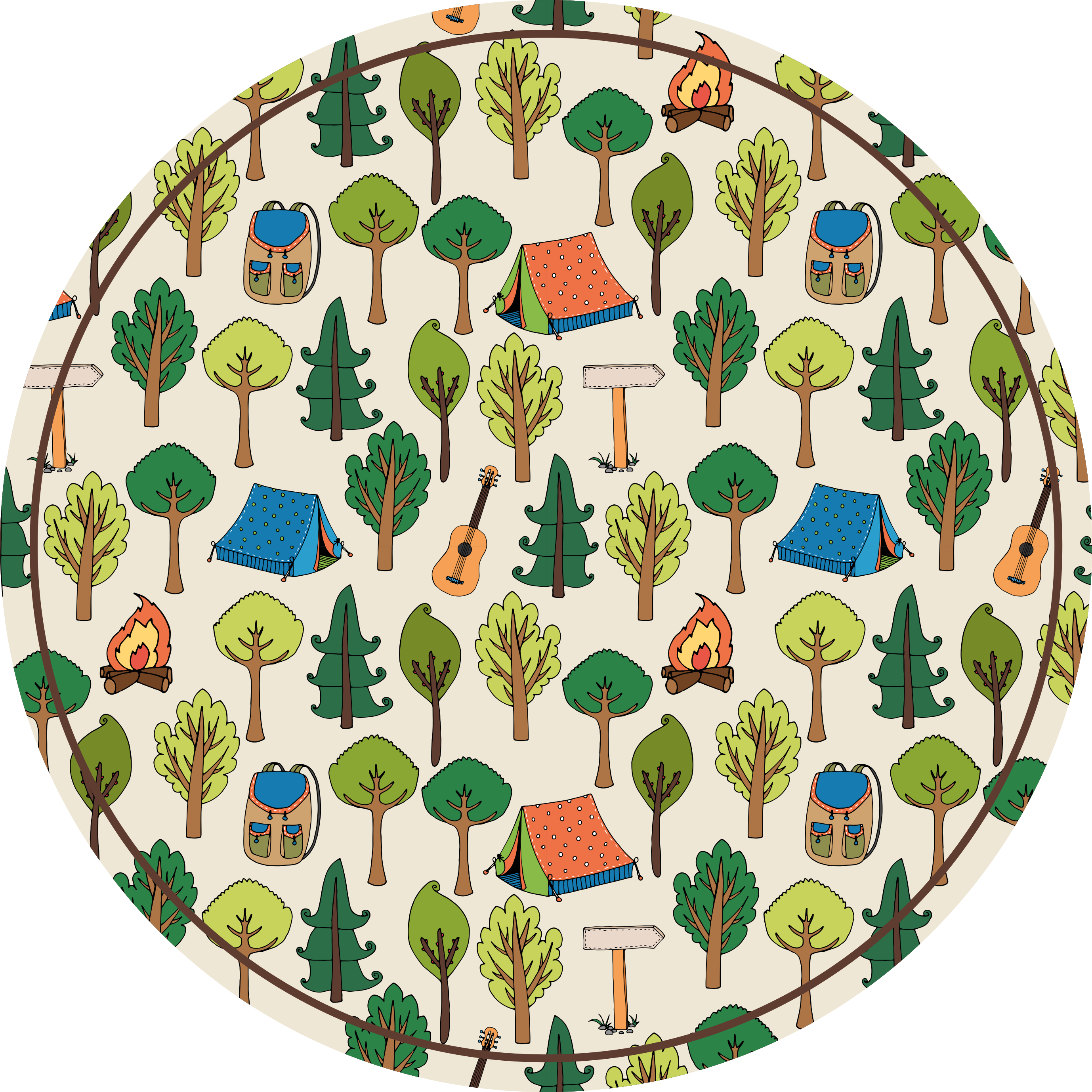 Camping adventure scene vinyl rug - TenStickers