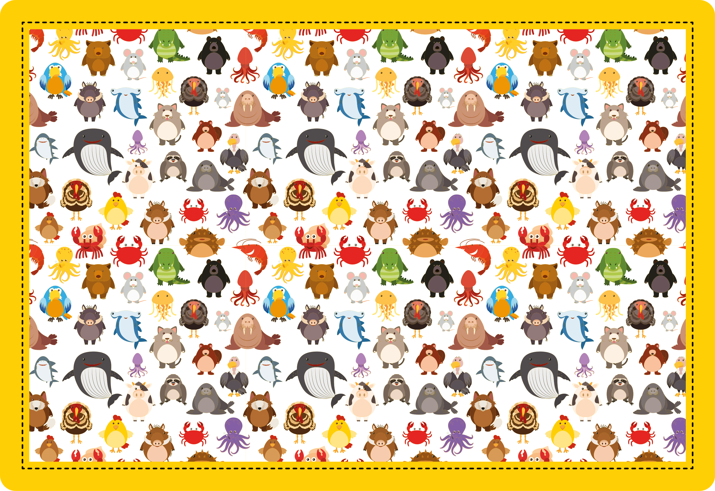 Adorable Animal Figures animal vinyl rug - TenStickers