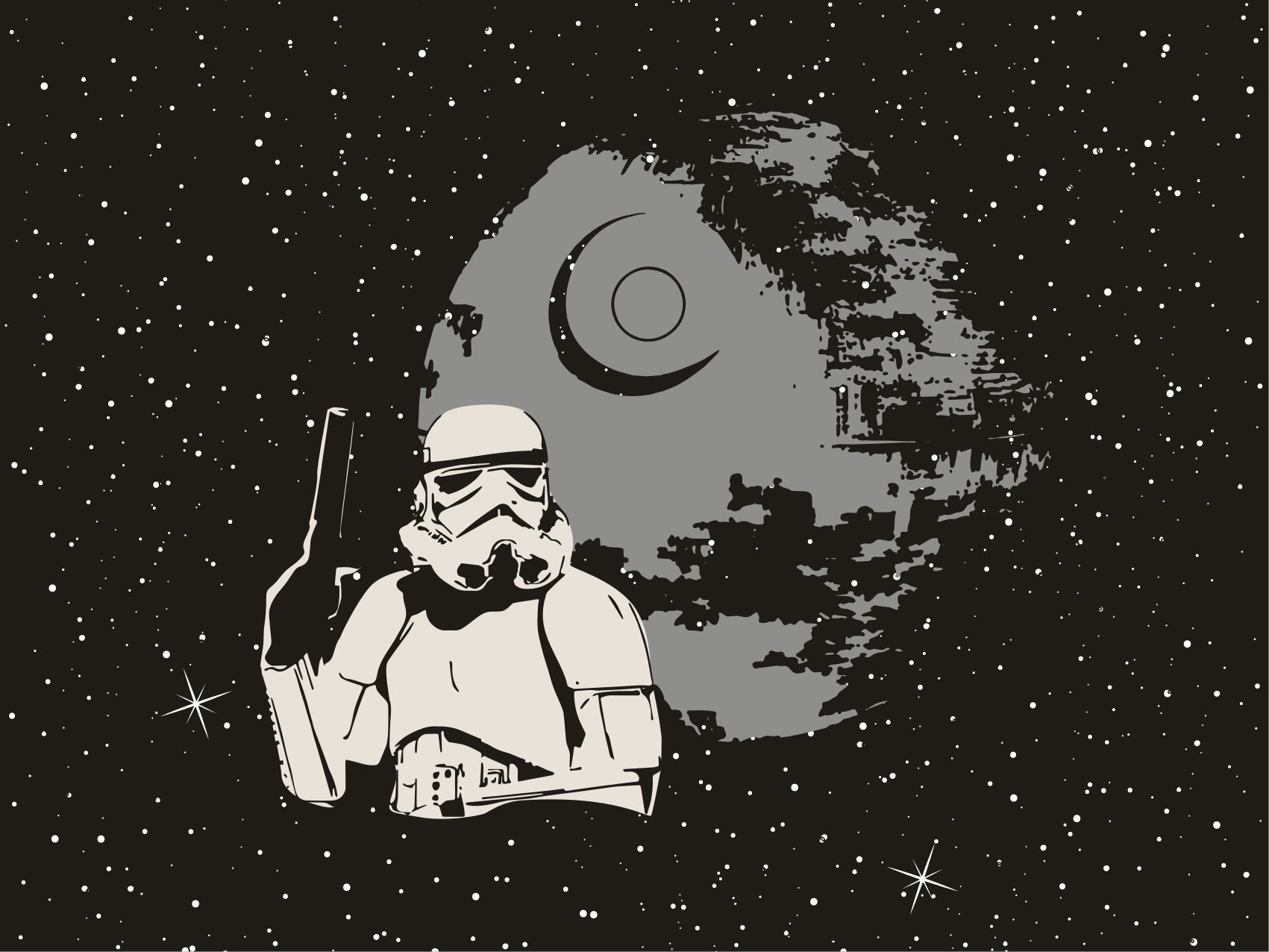 Space Stormtrooper Scene vinyl rug - TenStickers
