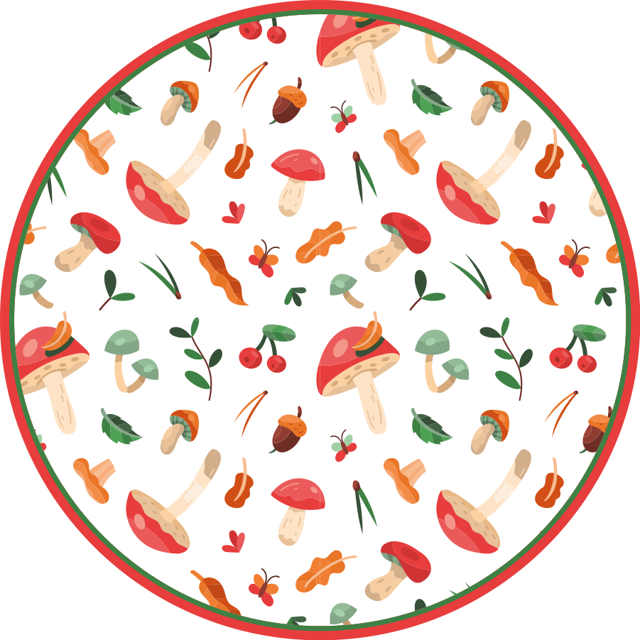 Mushroom floral motif vinyl rug flowers - TenStickers