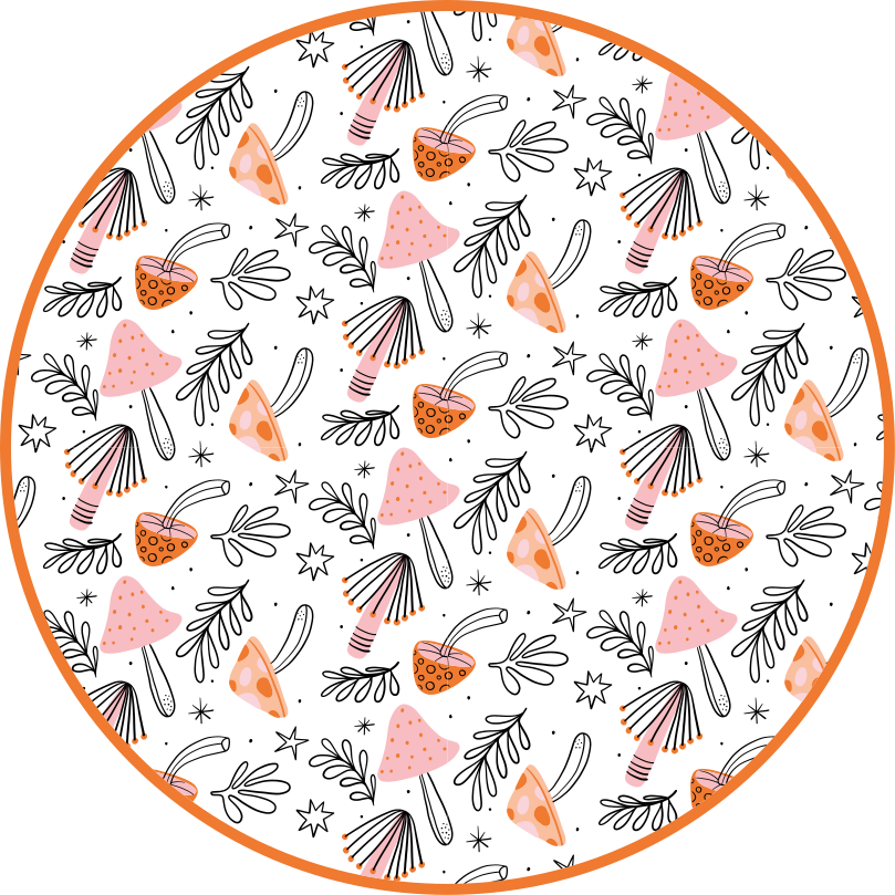 Nordic mushroom motif vinyl rug flowers - TenStickers