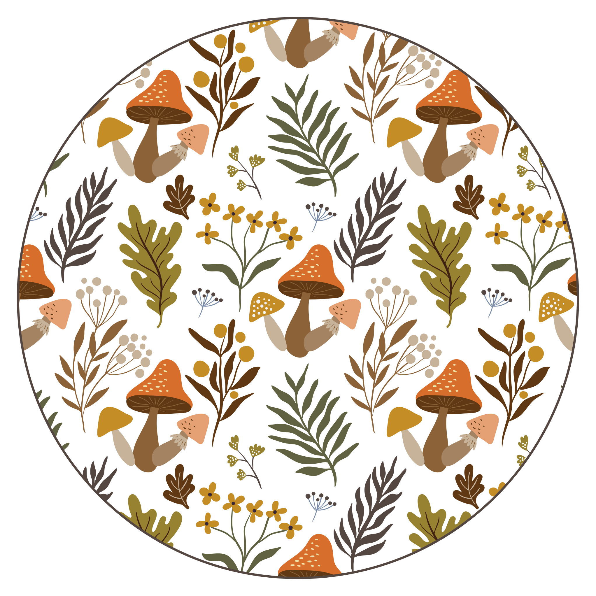 Delightful mushroom motif vinyl rug flowers - TenStickers