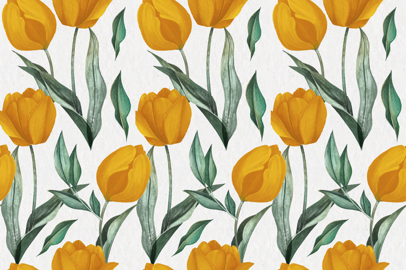 Bright Yellow Tulips vinyl rug flowers - TenStickers