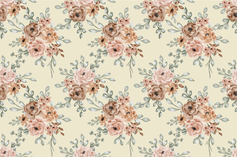 Beige nature vinyl rug flowers - TenStickers