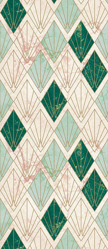 Art deco sea green pattern tile carpet - TenStickers