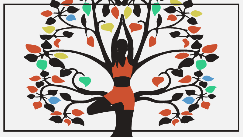 Colorful yoga tree pose  mandala vinyl rug - TenStickers