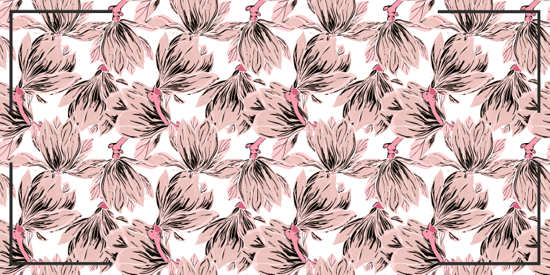 Blush Blossom Motif vinyl rug flowers - TenStickers