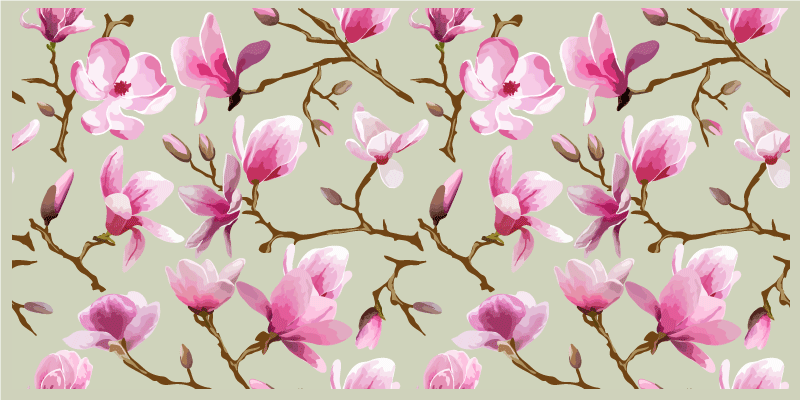 Pink Magnolia vinyl rug flowers - TenStickers