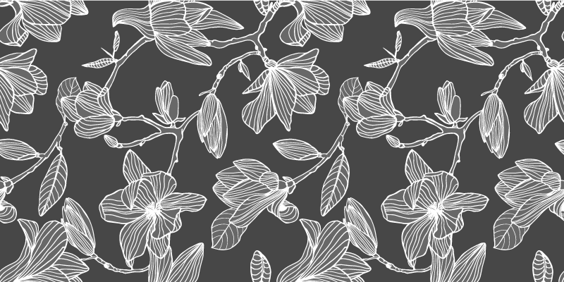 Graceful Botanical Elements vinyl rug flowers - TenStickers