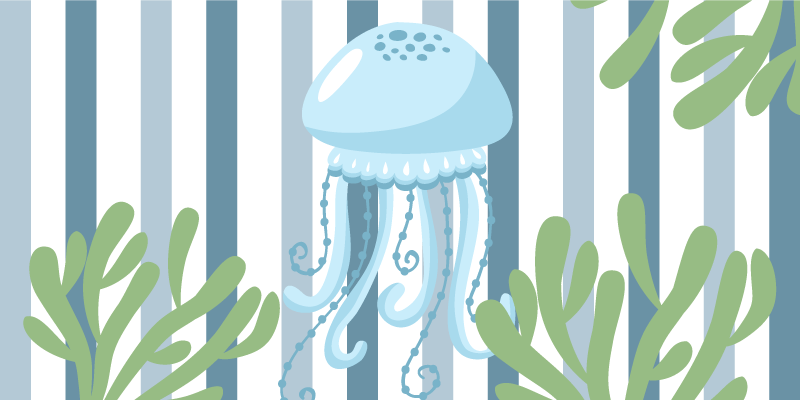 Striped Jellyfish Ocean animal mat - TenStickers