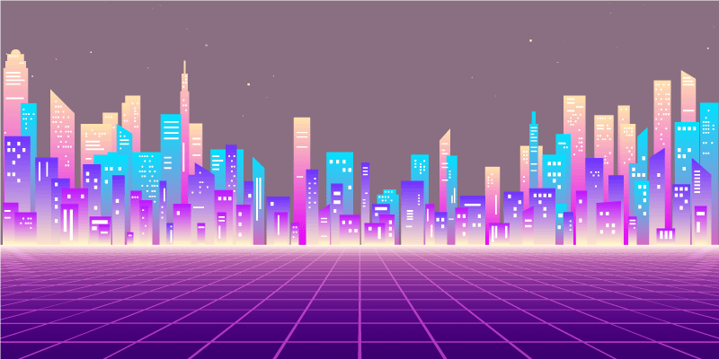 Neon Cityscape Horizon modern vinyl rug - TenStickers