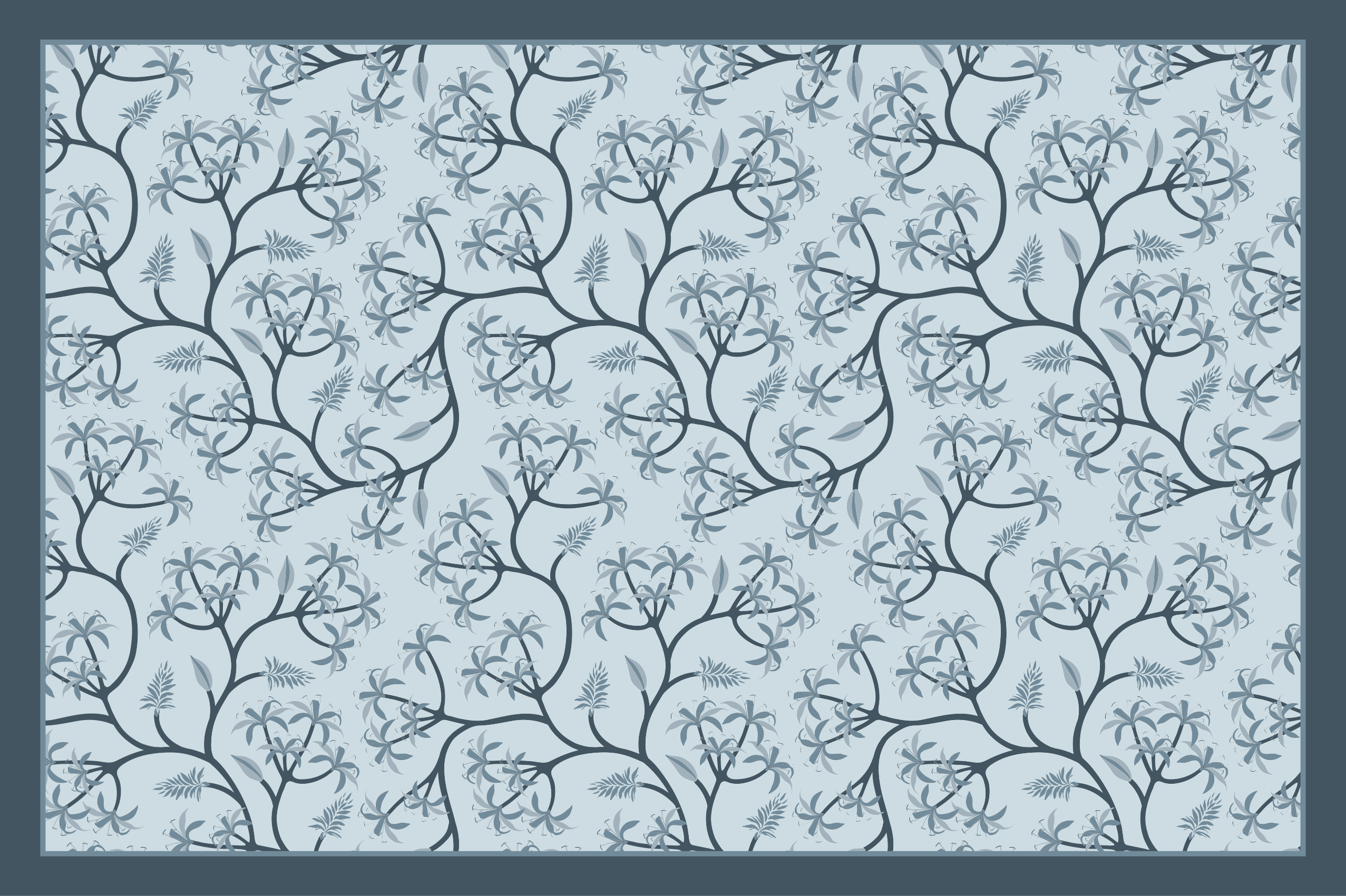 Botanical Silhouette Pattern vinyl rug flowers - TenStickers