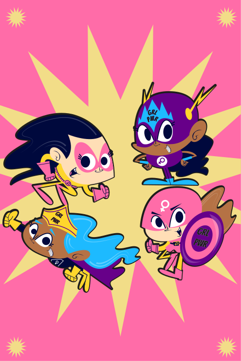 Colorful superhero characters kids vinyl rug - TenStickers