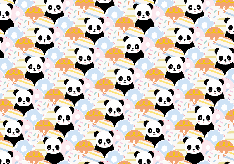 Panda Playground Pattern nursery vinyl rug - TenStickers
