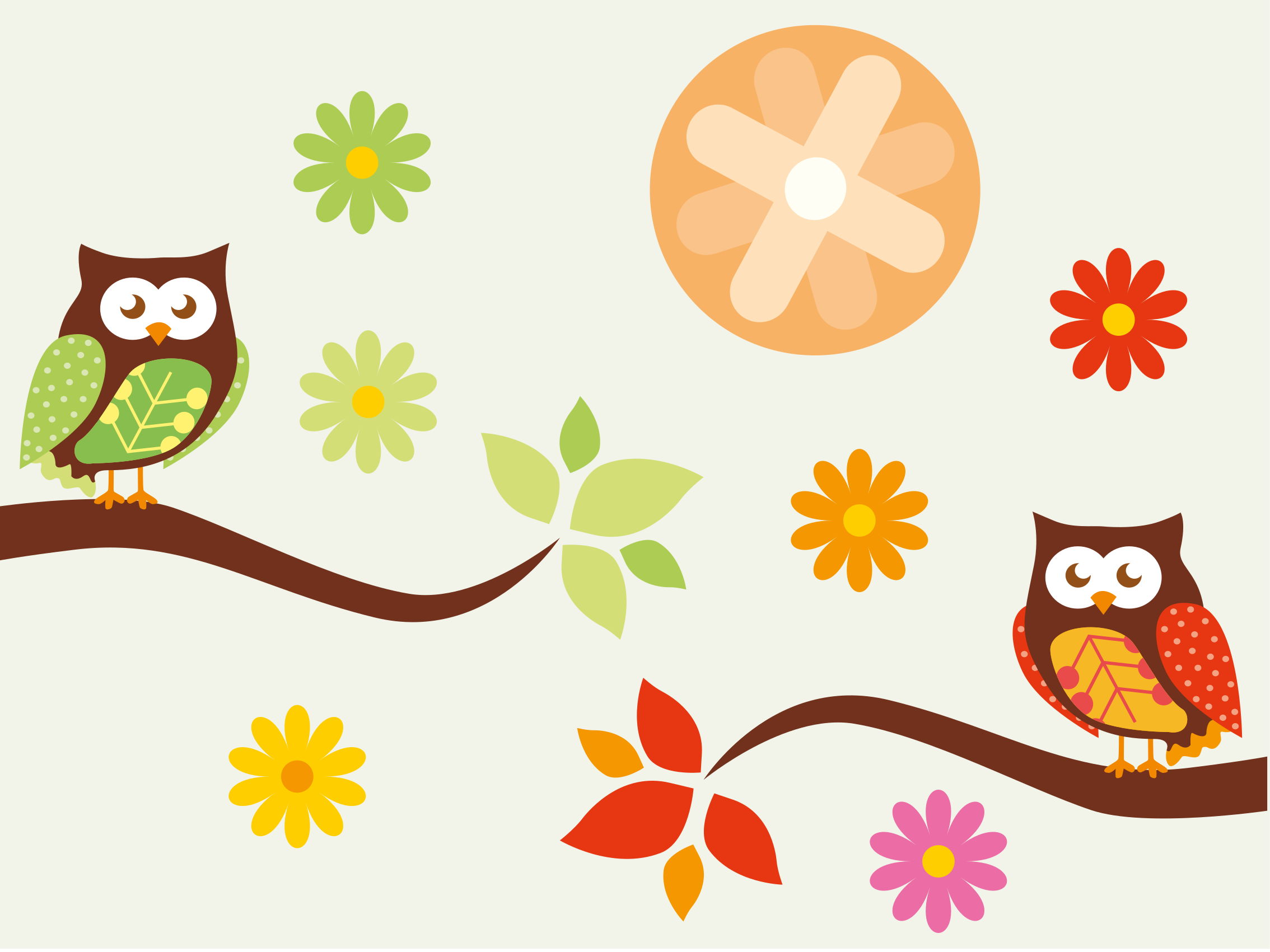 Colorful Nursery Owls vinyl rug - TenStickers