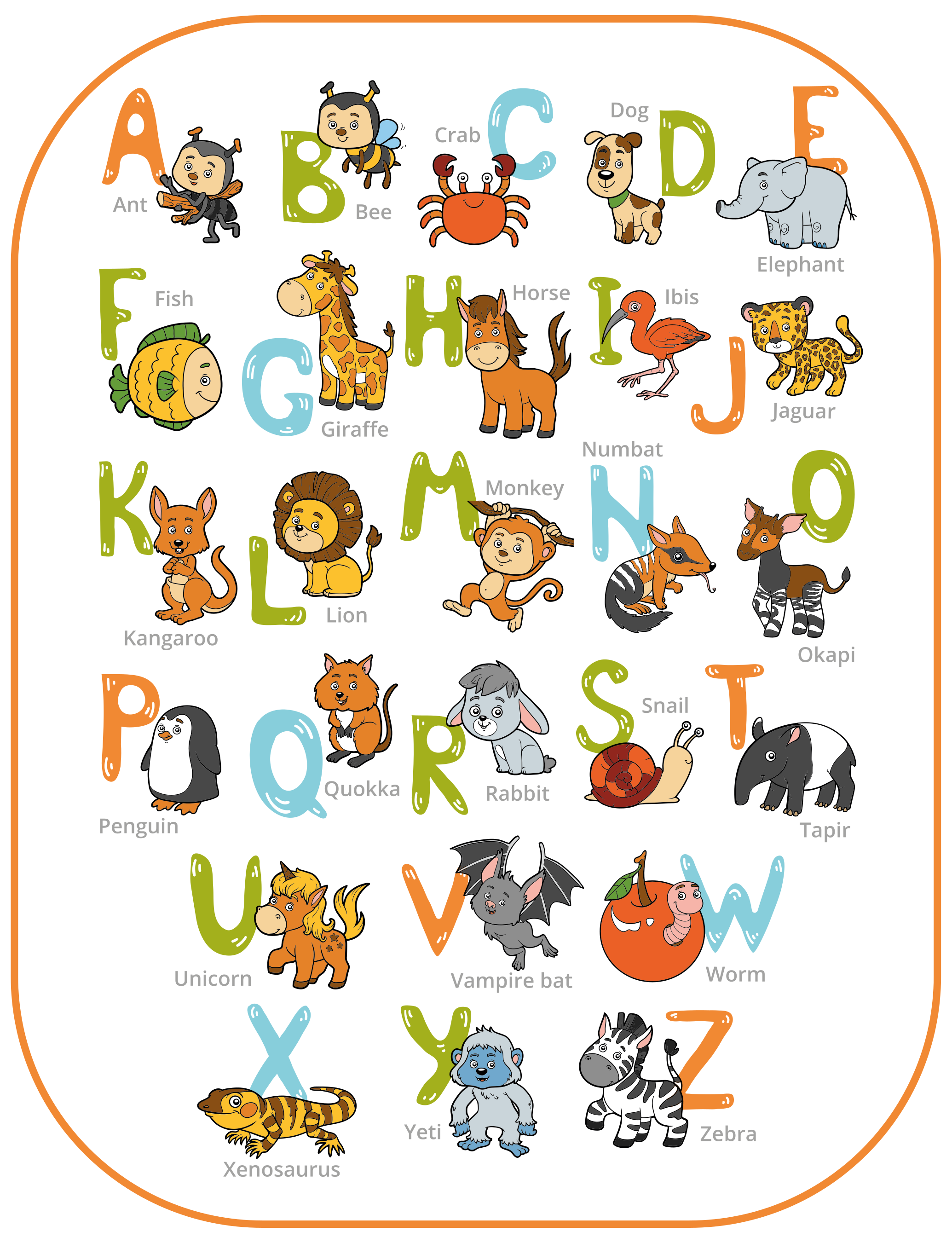 Alphabet Animal Educational abcs vinyl rug - TenStickers