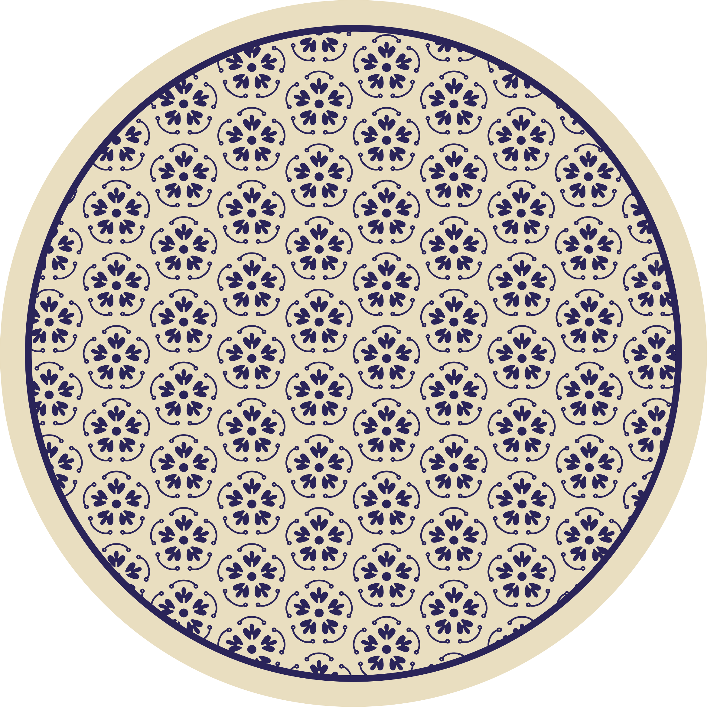 Circular Mosaic Pattern vinyl rug flowers - TenStickers