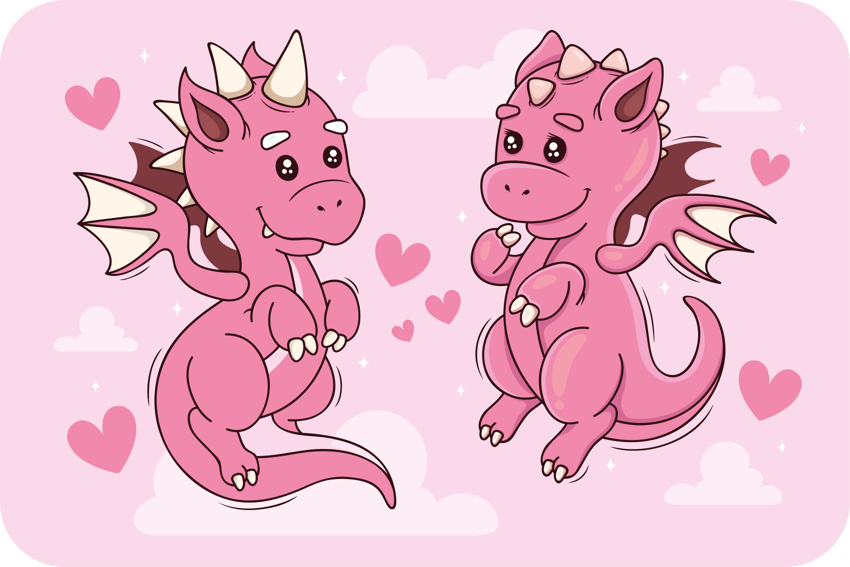 Playful Dragon Duo kids vinyl rug - TenStickers