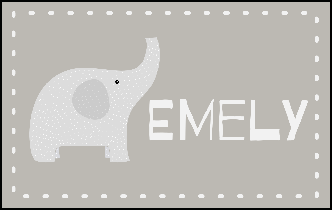 Gray baby elephant with name baby play mat - TenStickers