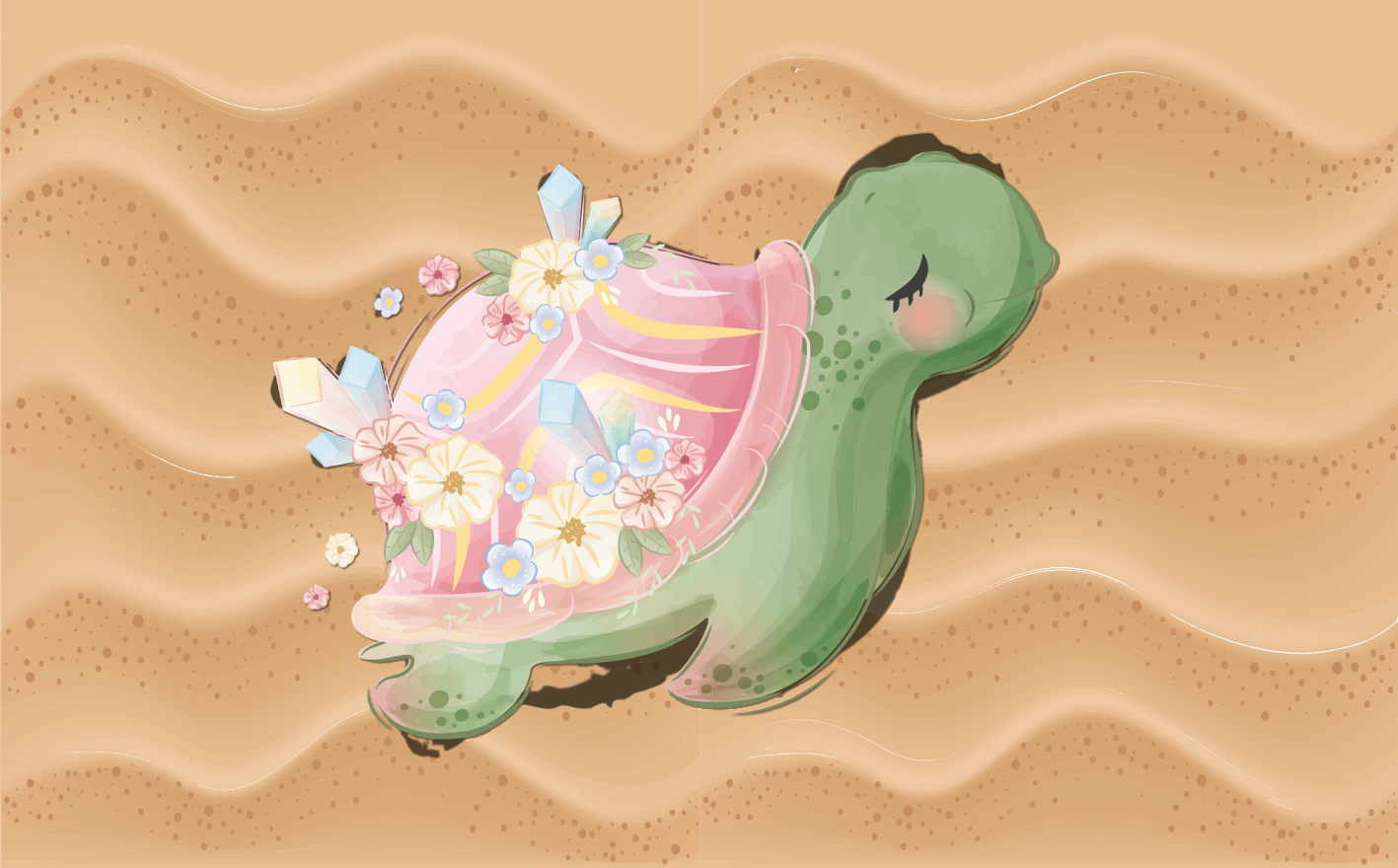 Sea Turtle Oasis kids vinyl rug - TenStickers