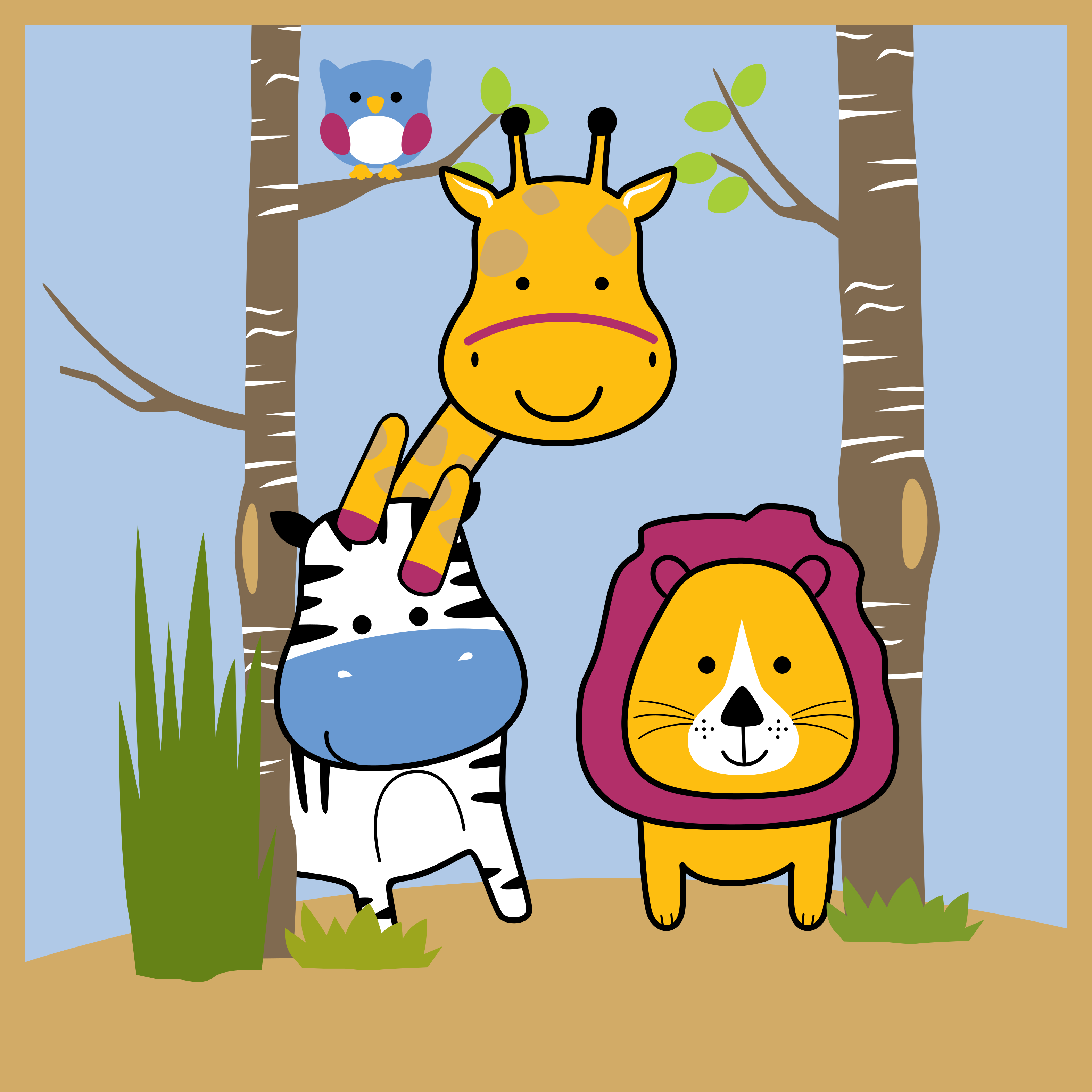 Animal Characters kids vinyl rug - TenStickers