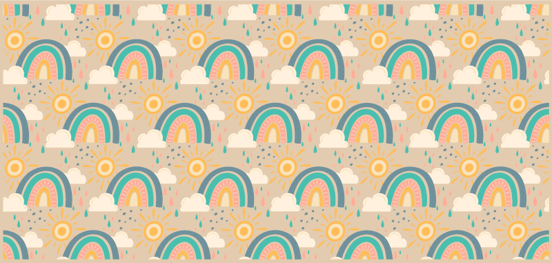 Cheerful Rainbow Pattern kids vinyl rug - TenStickers