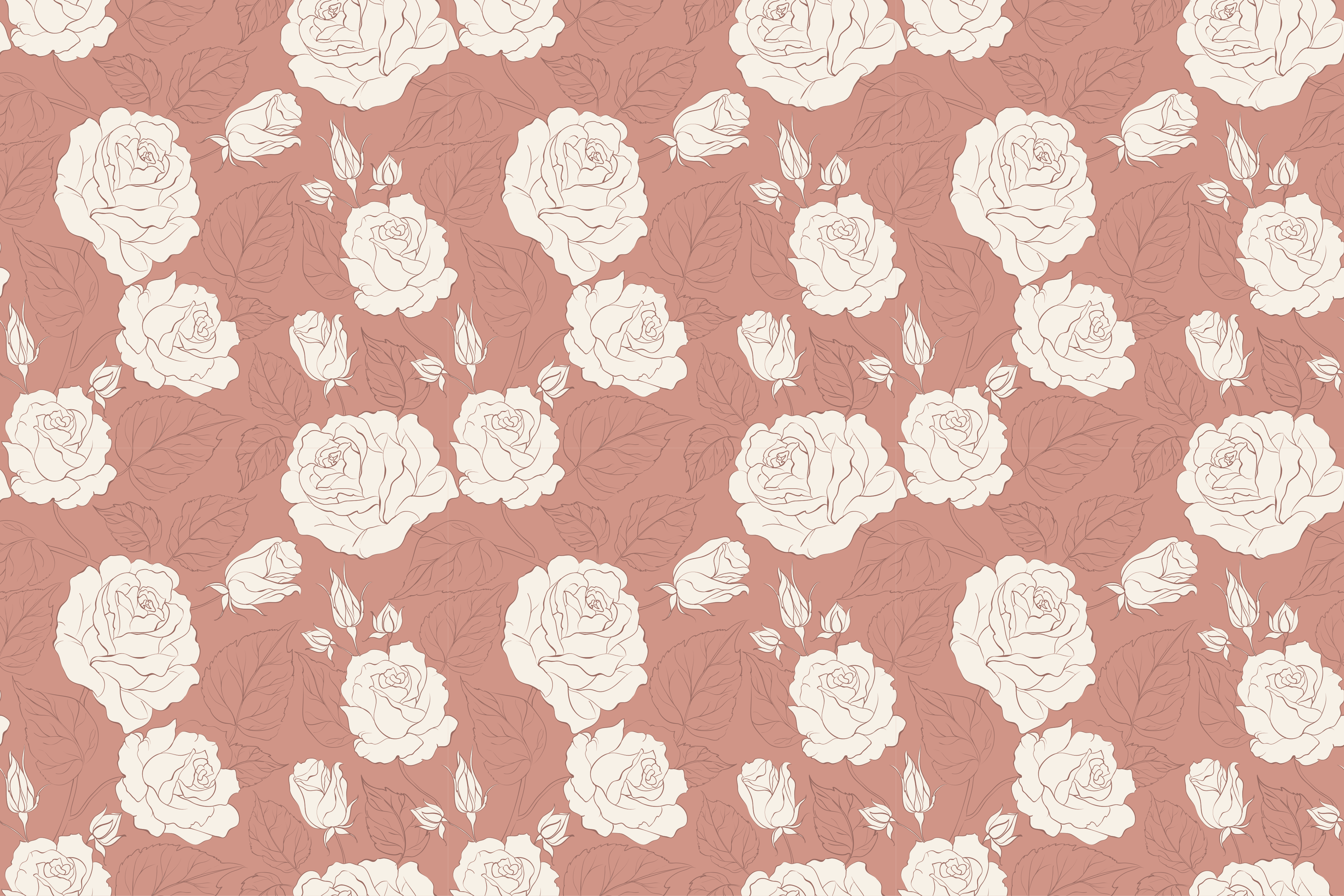 Rose Pattern Overlay vinyl rug flowers - TenStickers