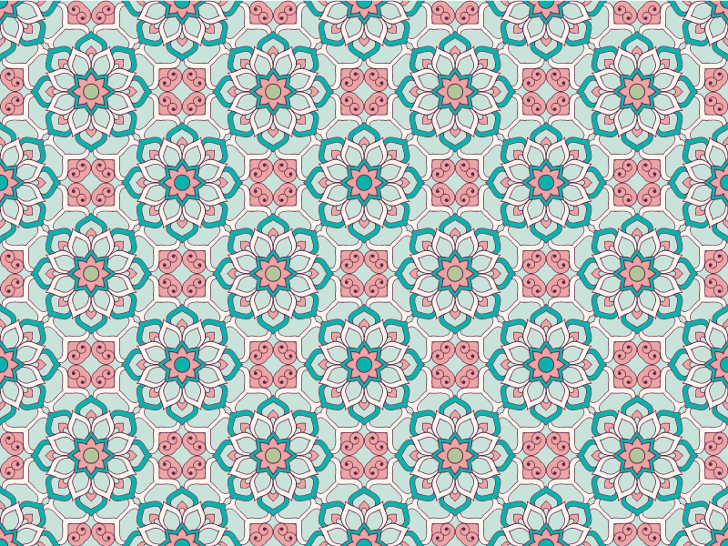 Tile Effect Pattern Overlay vinyl rug flowers - TenStickers