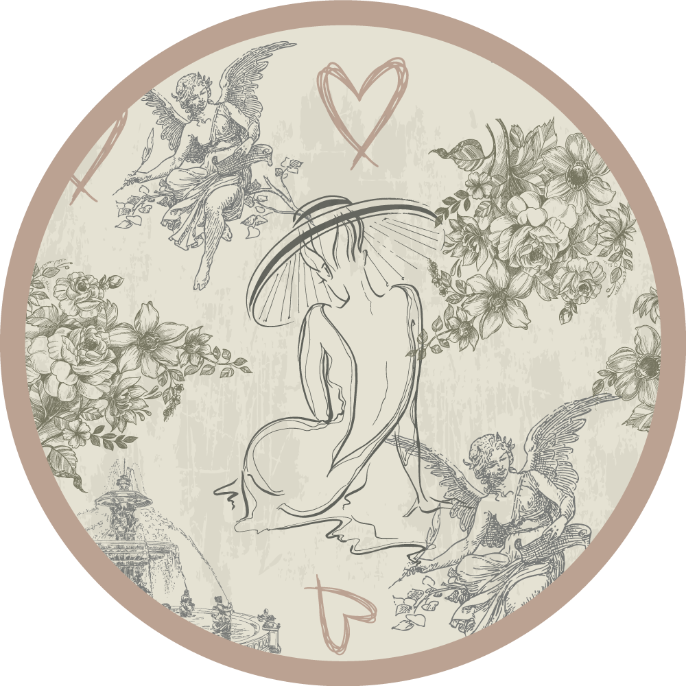 Round Celestial Flower Element circular vinyl rug - TenStickers