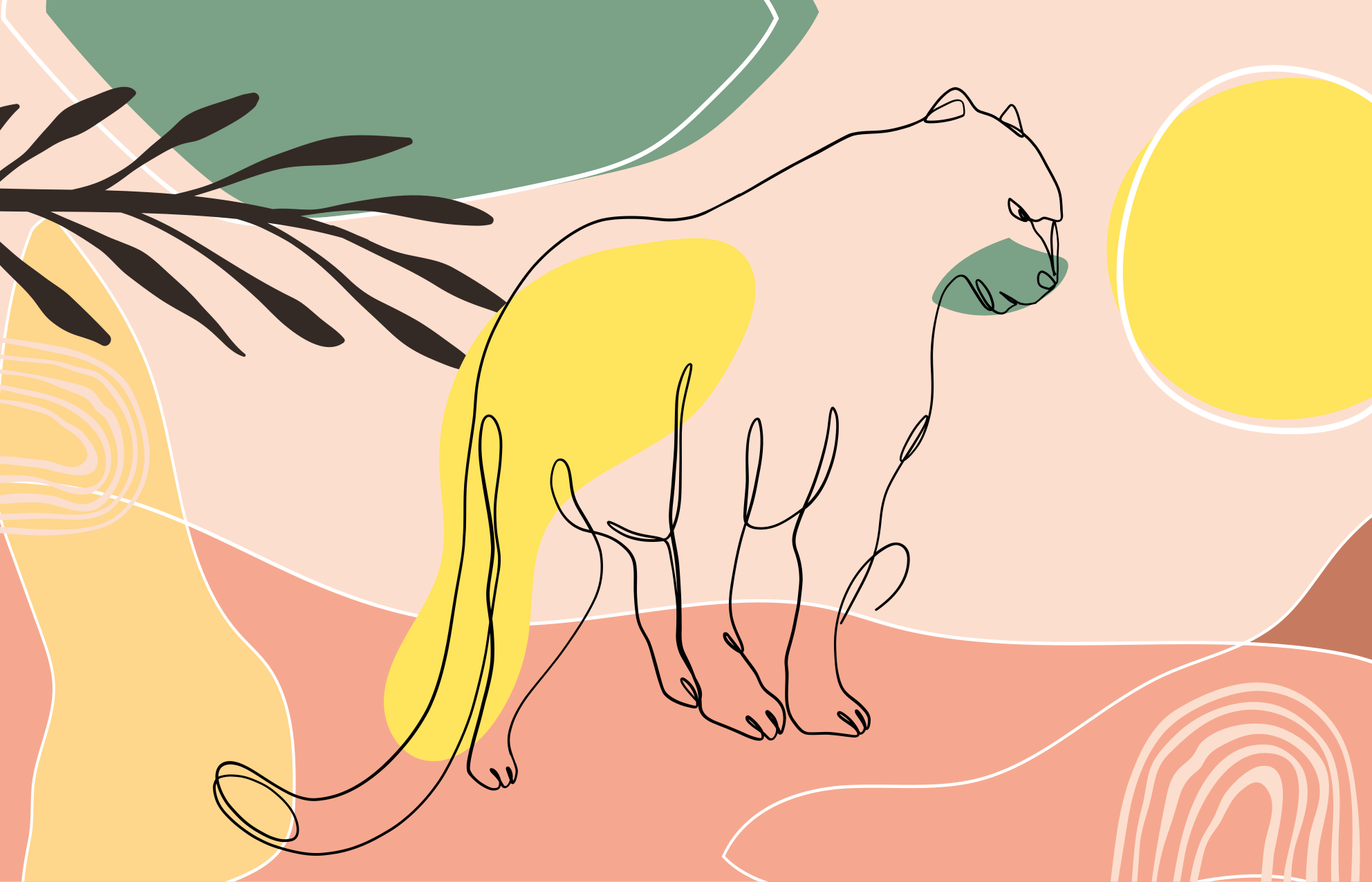 Hand drawn panther animal mat - TenStickers