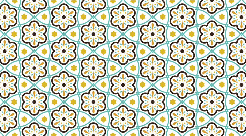 Floral inspired pattern tile vinyl mat - TenStickers