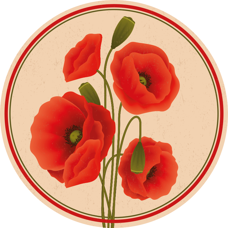 Red poppies floral  vinyl rug - TenStickers