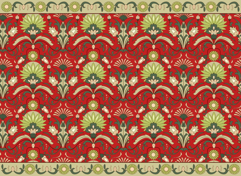 Traditional green deisgn dining room vinyl rug - TenStickers