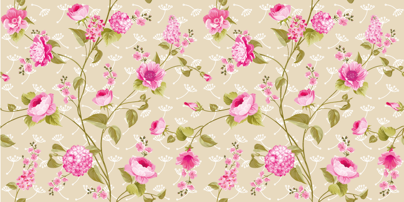 Floral patterned surface floral vinyl rug - TenStickers