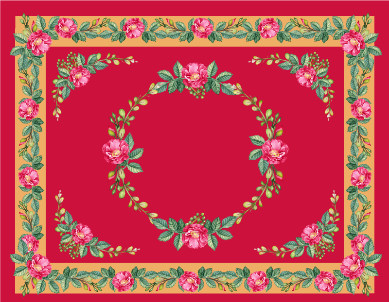 Vintage floral pattern red vinyl rug - TenStickers