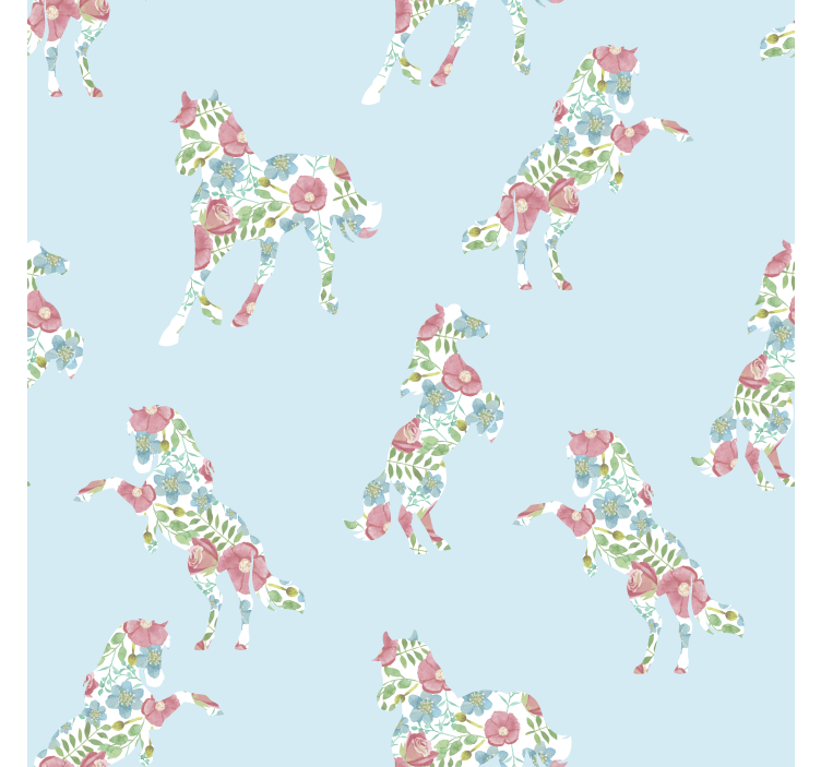 Patchwork floral design horses wallpaper - TenStickers