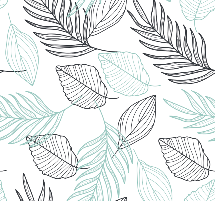 Stylish gray flying pattern leaf wallpaper - TenStickers