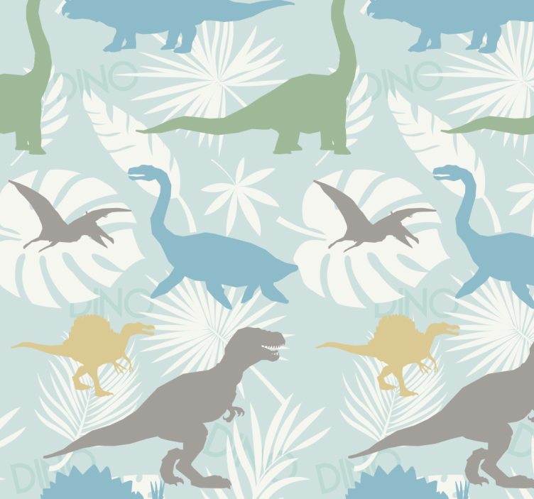 Pastel color pattern dinosaur wallpaper - TenStickers