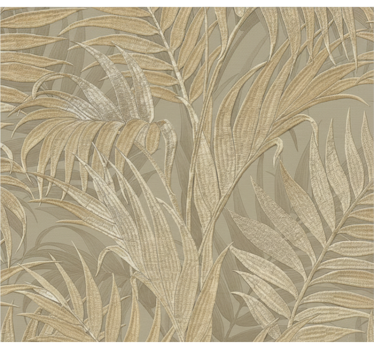 Leaf wallpaper in beige palm texture - TenStickers