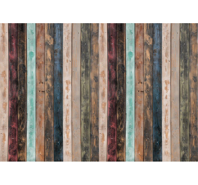 Ornamental wallpaper colorful painted vertical planks - TenStickers