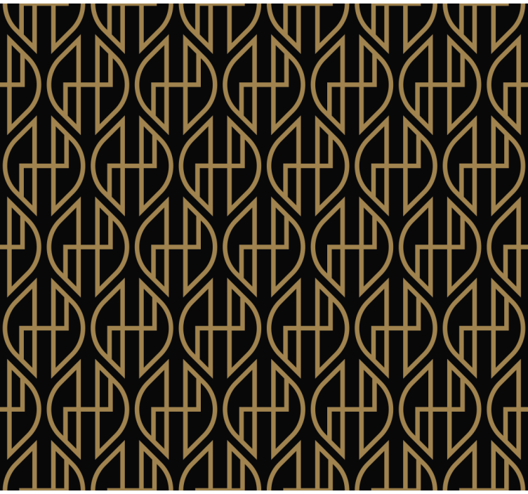 Living room wallpaper black and gold lines design - TenStickers